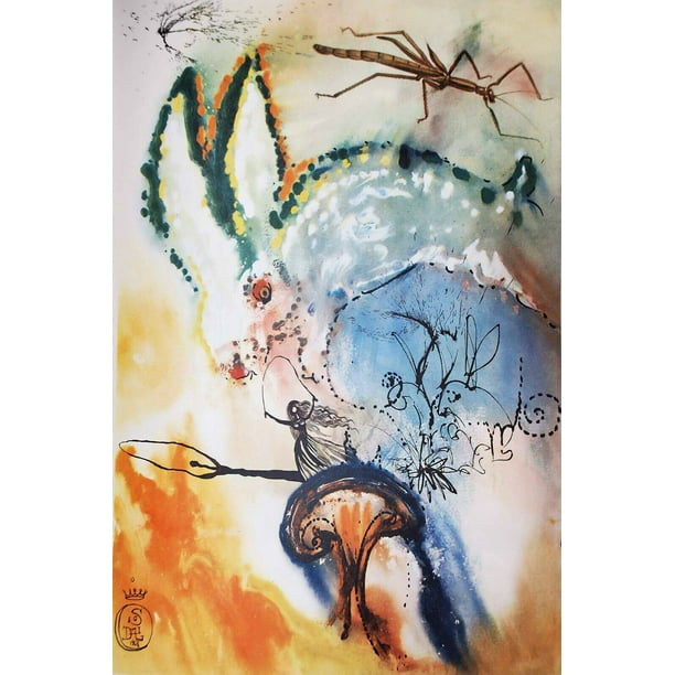 Dali CANVAS OR PRINT WALL ART Alice In Wonderland Advice From A Caterpillar 